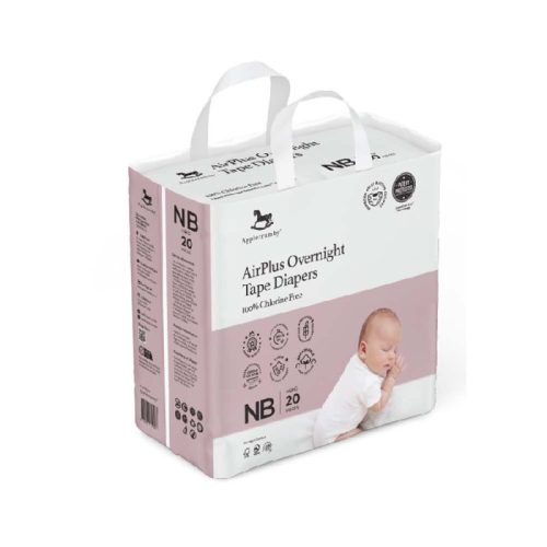 Bỉm tã dán đêm Applecrumby Airplus Overnight Mini Tape size NB – 20 miếng (dưới 4kg)