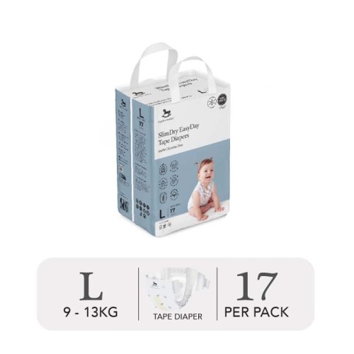 Bỉm tã dán ngày Applecrumby Slimdry Easyday Mini Tape size L – 17 miếng (9 – 13kg)