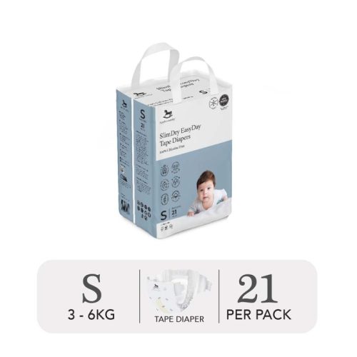 Bỉm tã dán ngày Applecrumby Slimdry Easyday Mini Tape size S – 21 miếng (3 – 6kg)