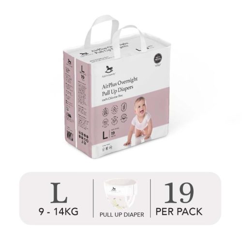 Bỉm tã quần đêm Applecrumby Airplus Overnight Mini Pull Ups size L – 19 miếng (9 – 13kg)