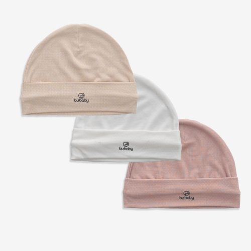 Set 3 mũ tròn Siro Bubaby - Trắng - Hồng - Be F73 - 0-3m