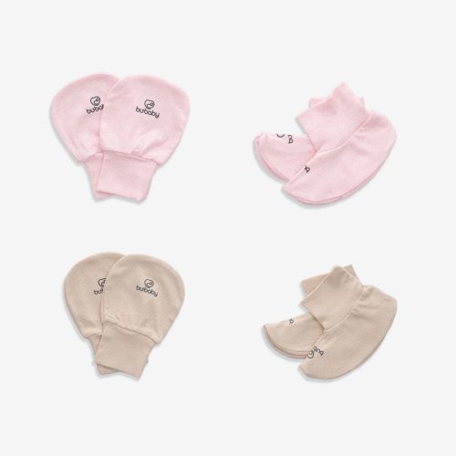 Set 2 bao tay bao chân Siro Bubaby - Hồng nhạt - Be E74 - Freesize