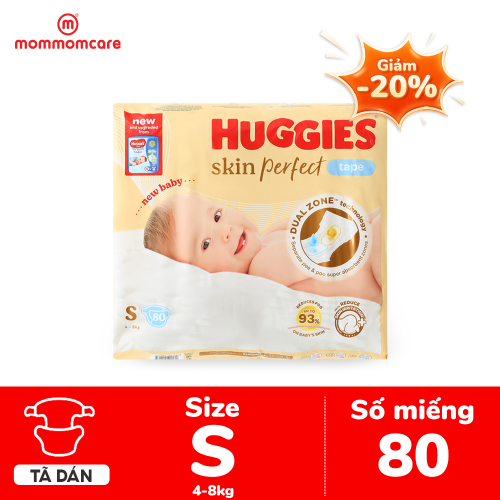 Tã dán sơ sinh Huggies Skin Perfect (S, 4-8kg, 80 miếng)